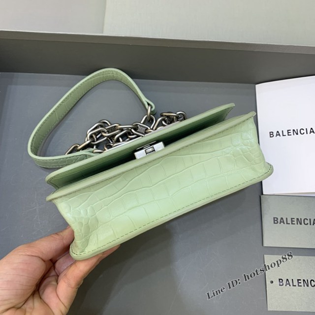 Balenciaga專櫃爆款小號鱷魚薄荷綠肩背包 巴黎世家新款Gossip bag斜挎包 fyj1322